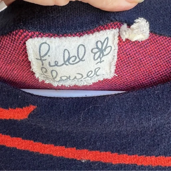 Anthropologie Field & Flower Navy Sweater with Pink Floral Design - Picture 4 of 8